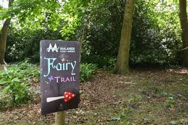Signpost at Malahide Castle Fairy Trail in the woods