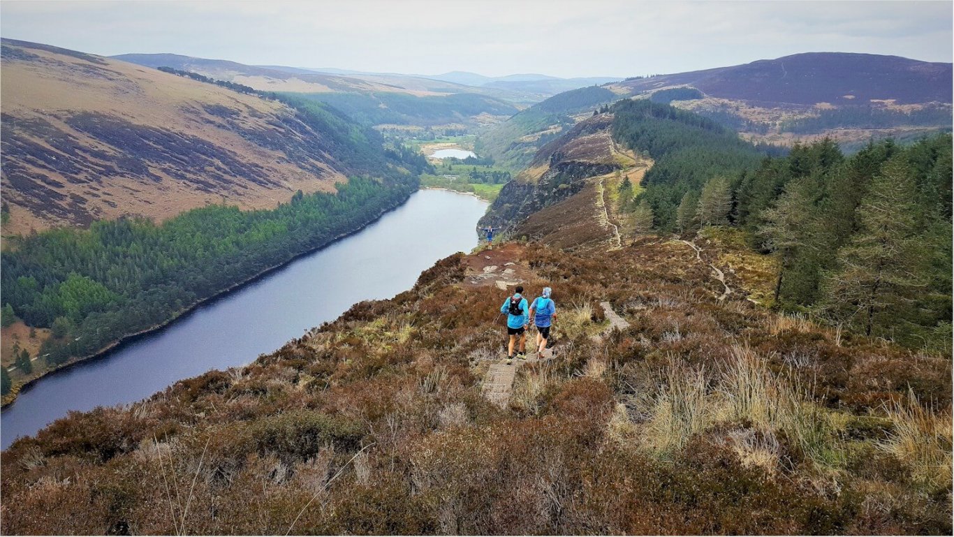 Glendalough Spinc Walking Trail in County Wicklow overlooking Lake