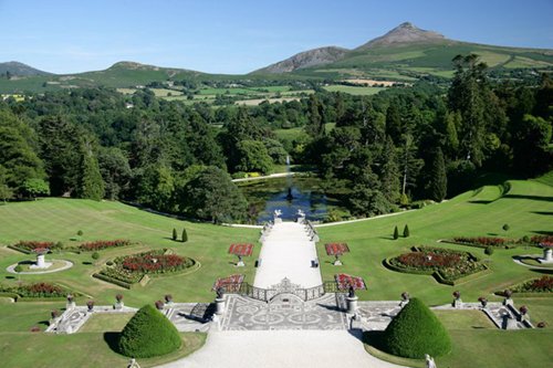 Powerscourt Italian Gardens overlooking the Sugarloaf Mountain 