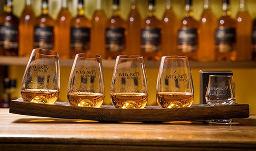 Paddle of whiskey glasses at the Irish Whiskey Museum